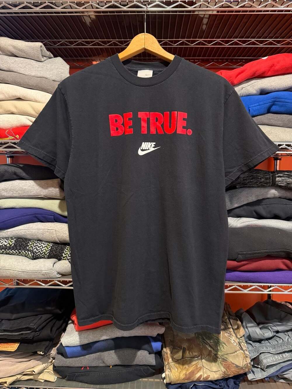 Vintage Y2K Nike Be True Basketball Graphic Short Sleeve T Shirt Black Men Large